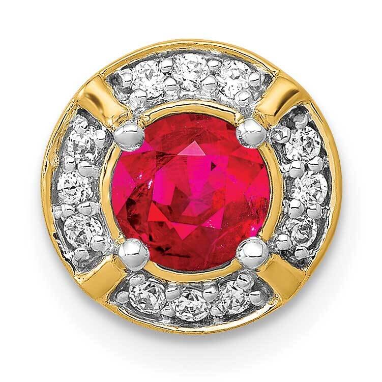 .50 Ruby Fancy Round Chain Slide 14k Gold Diamond PM3922-RU-012-YA