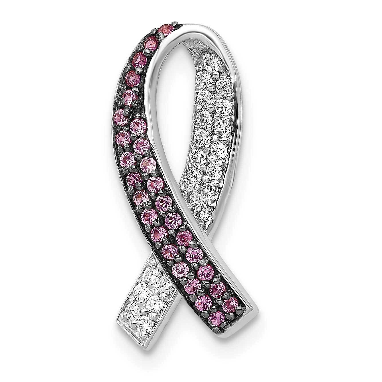 Pink Sapphire Awareness Slide Pendant 14k White Gold Diamond PM5187-PS-013-WA