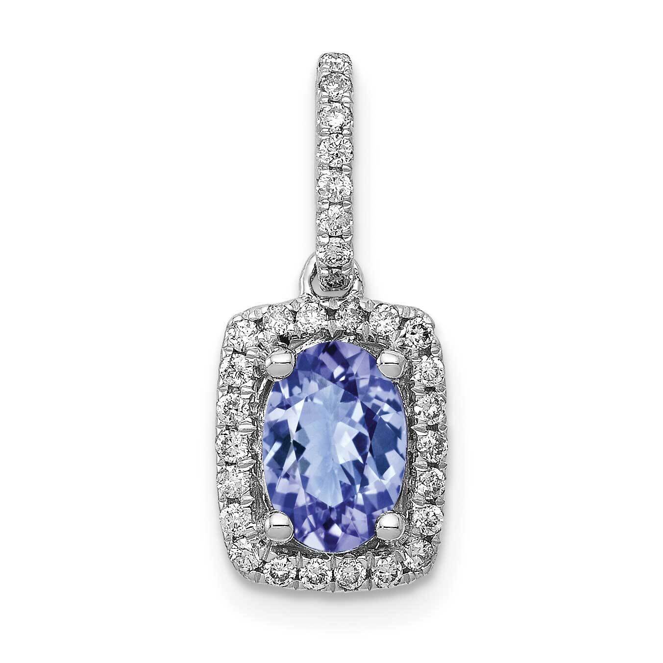 Oval .94 Tanzanite &amp; Diamond Rectangle Pendant 14k White Gold PM5223-TZ-020-WA, MPN: PM5223-TZ-020-…