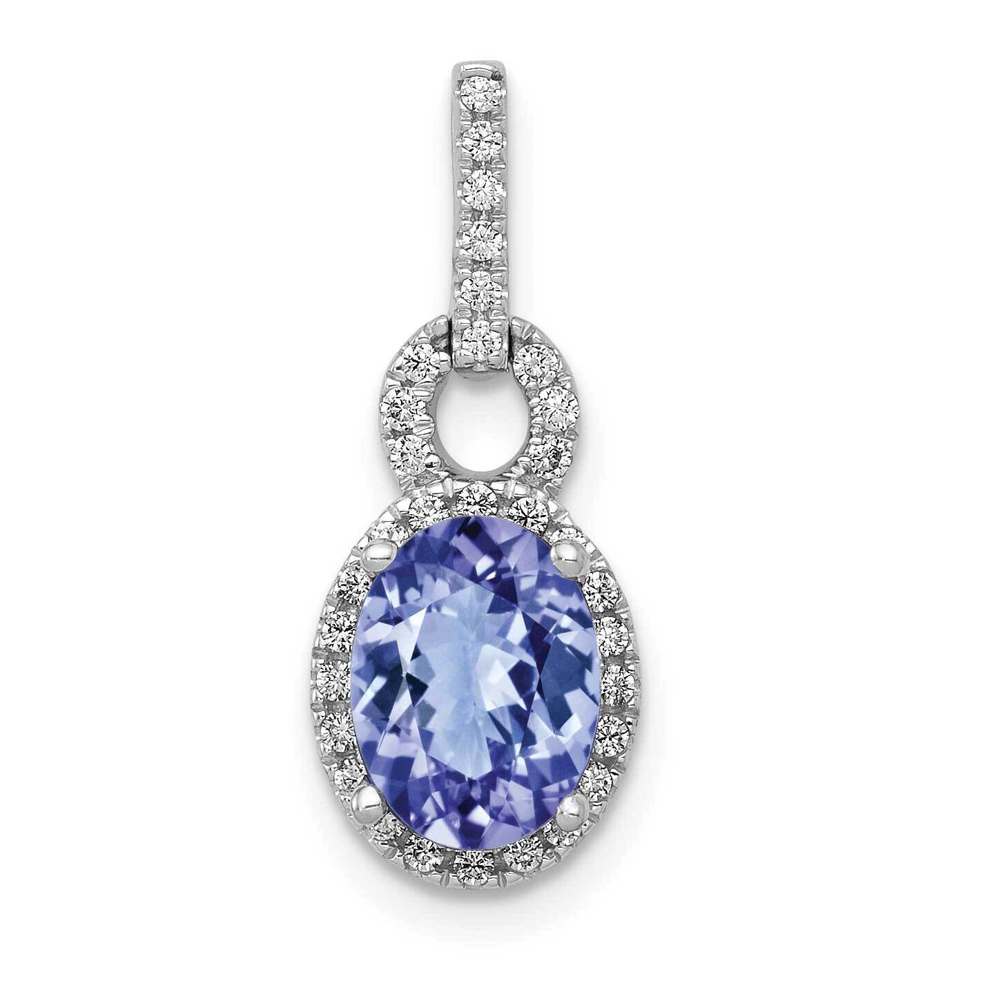 Oval .95 Tanzanite &amp; Diamond Pendant 14k White Gold PM5227-TZ-016-WA, MPN: PM5227-TZ-016-WA, 191101…