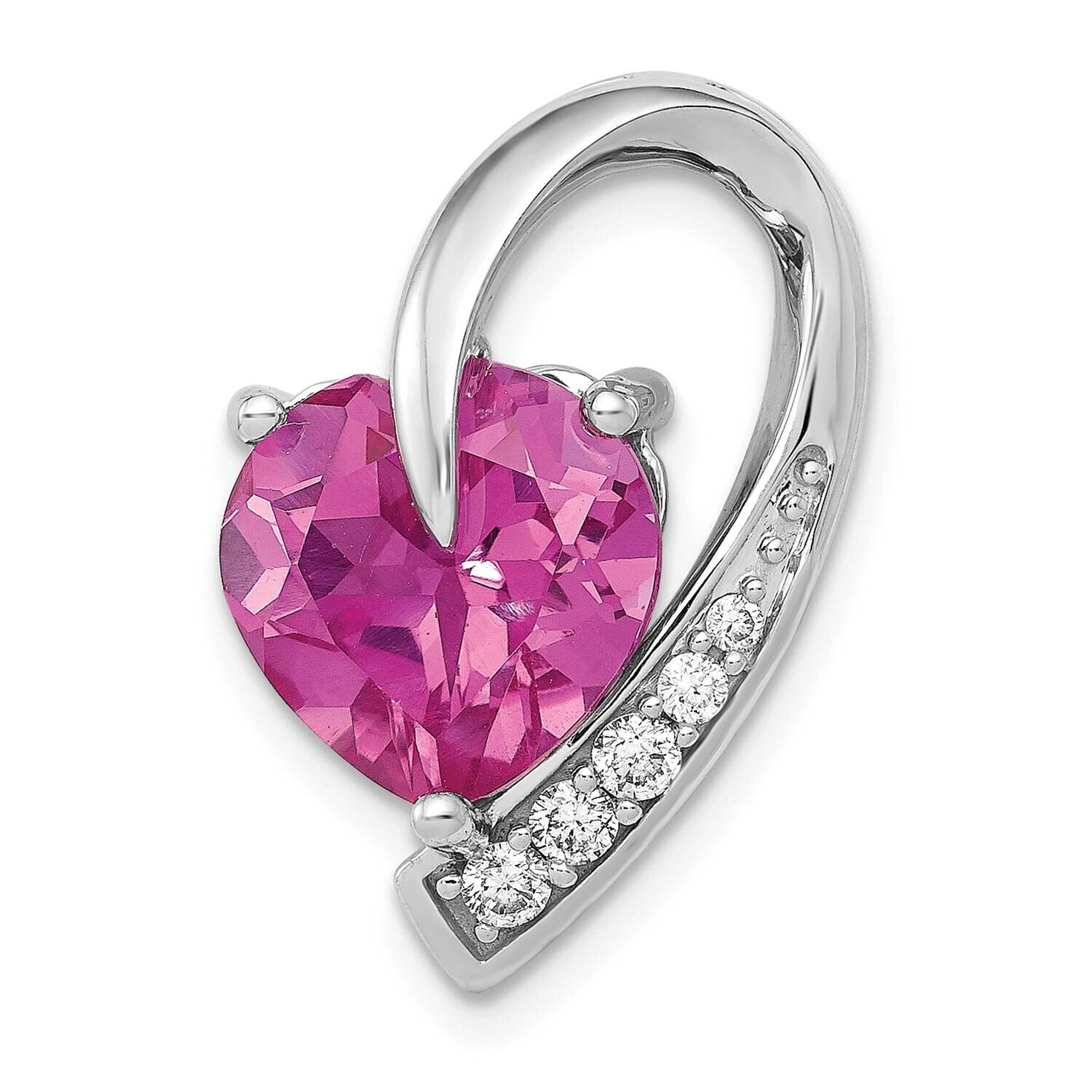 1/8ct. Diamond & Created Pink Sapphire Chain Slide 14k White Gold PM5240-CPS-013-WA