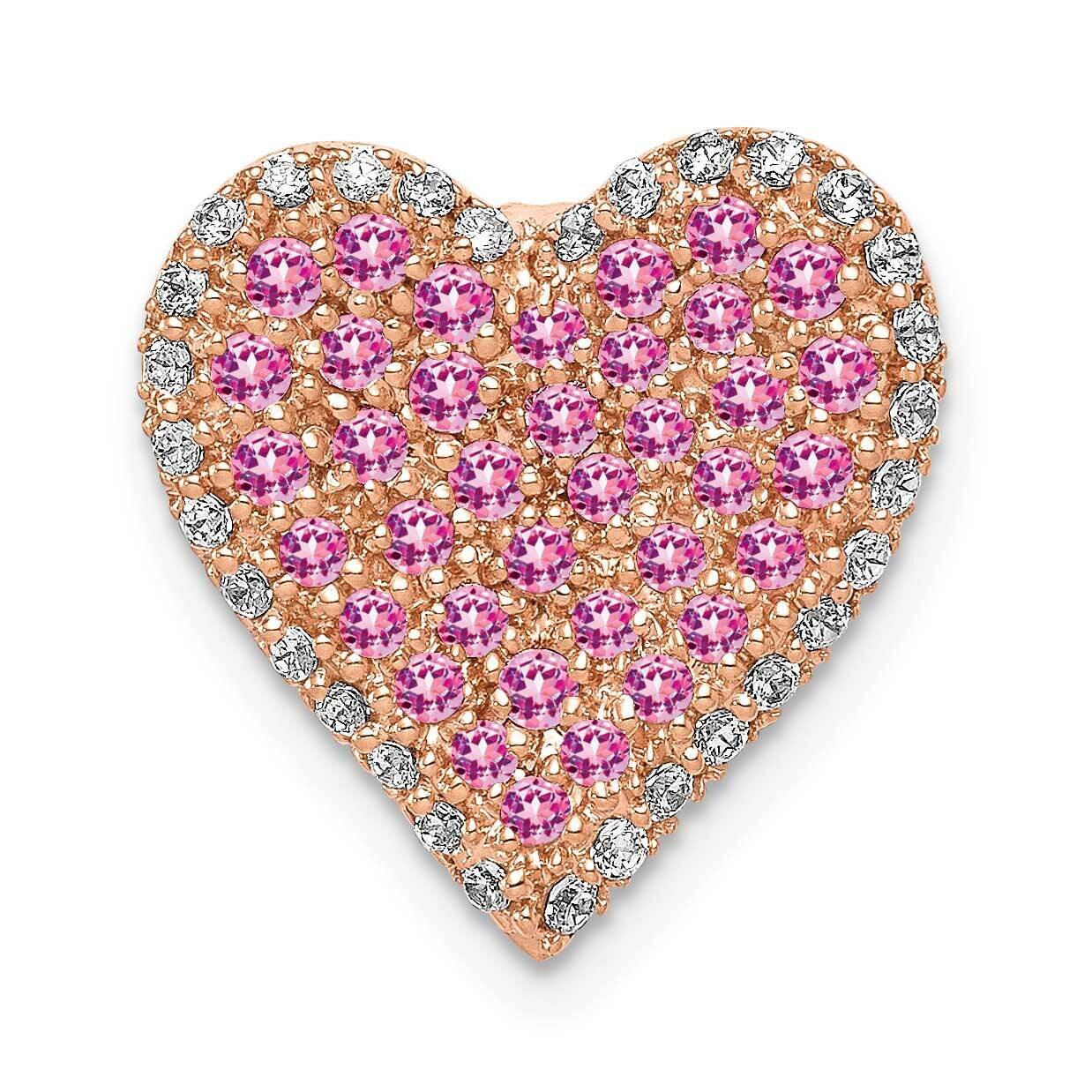 Rose Gold Diamond & Pink Sapphire Vintage Heart Chain Slide 14k Gold PM5243-PS-020-RA