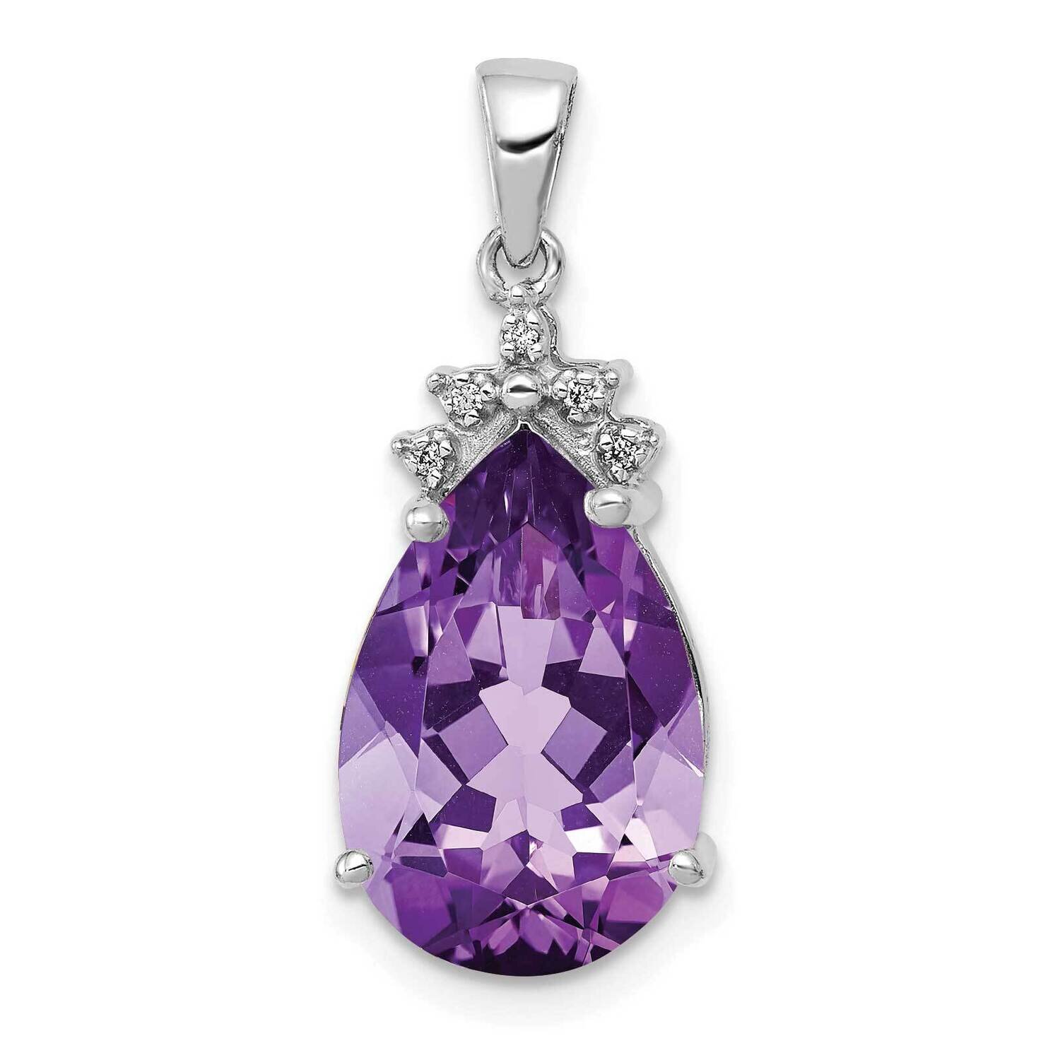 Pear 3.55 Amethyst &amp; Diamond Pendant 14k White Gold PM5247-AM-002-WA, MPN: PM5247-AM-002-WA, 883957…