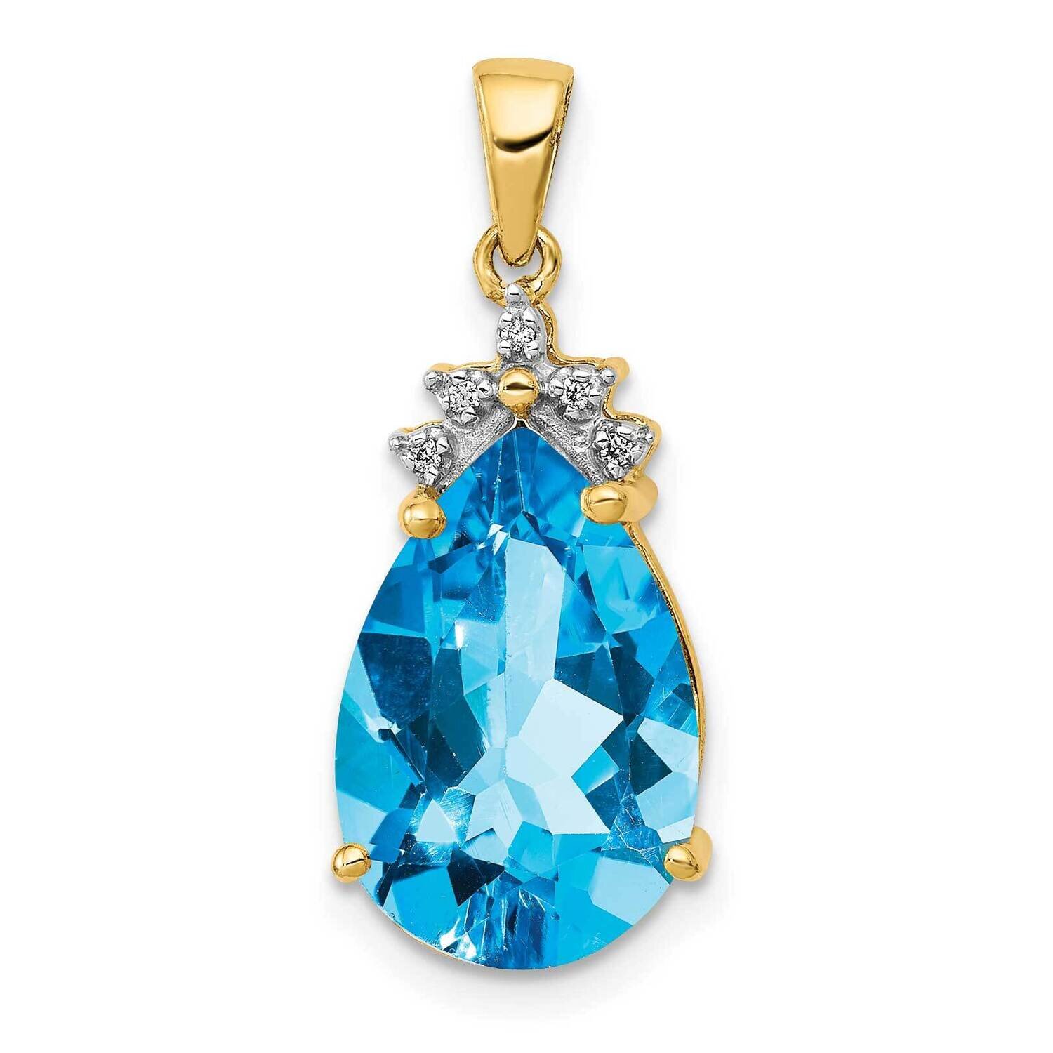 Pear Blue Topaz & Diamond Pendant 14k Gold PM5247-BT-002-YA