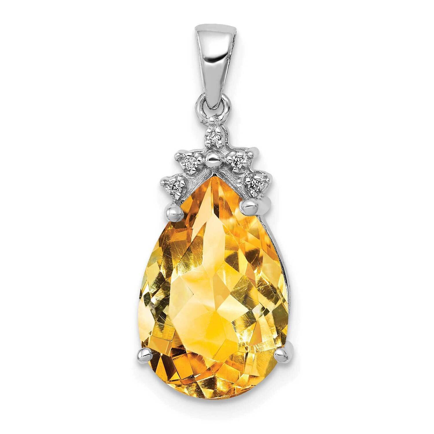 Pear Citrine &amp; Diamond Pendant 14k White Gold PM5247-CI-002-WA, MPN: PM5247-CI-002-WA, 883957475004