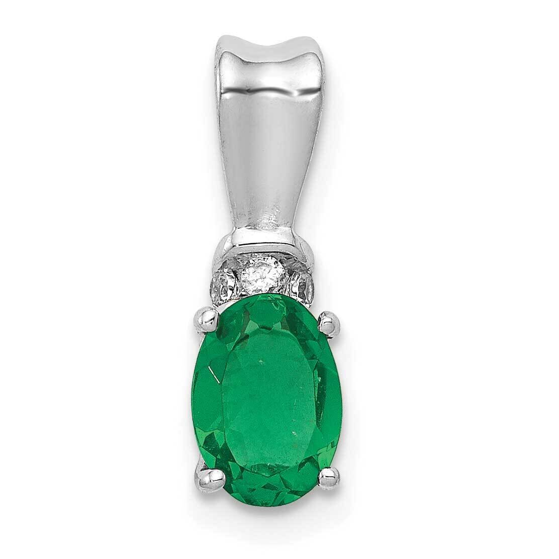 Oval Emerald Pendant 14k White Gold Diamond PM5251-EM-005-WA, MPN: PM5251-EM-005-WA, 883957383323