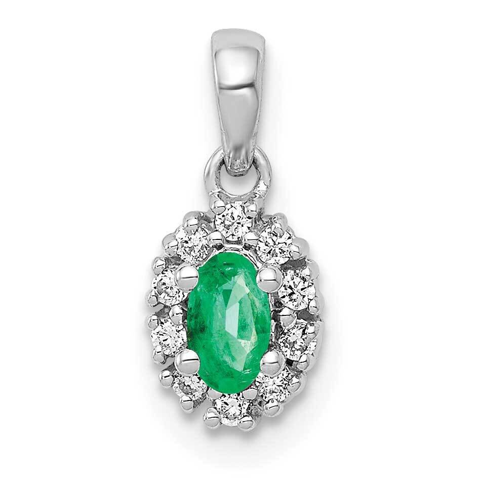 Halo Diamond &amp; Oval Emerald Pendant 14k White Gold PM5252-EM-010-WA, MPN: PM5252-EM-010-WA, 8839574…