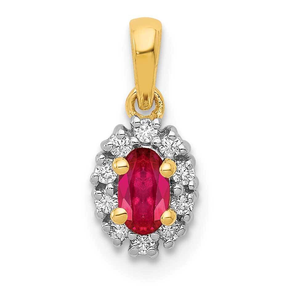 Diamond &amp; .32 Ruby Halo Pendant 14k Gold Rhodium Plated PM5252-RU-010-YA, MPN: PM5252-RU-010-YA, 88…