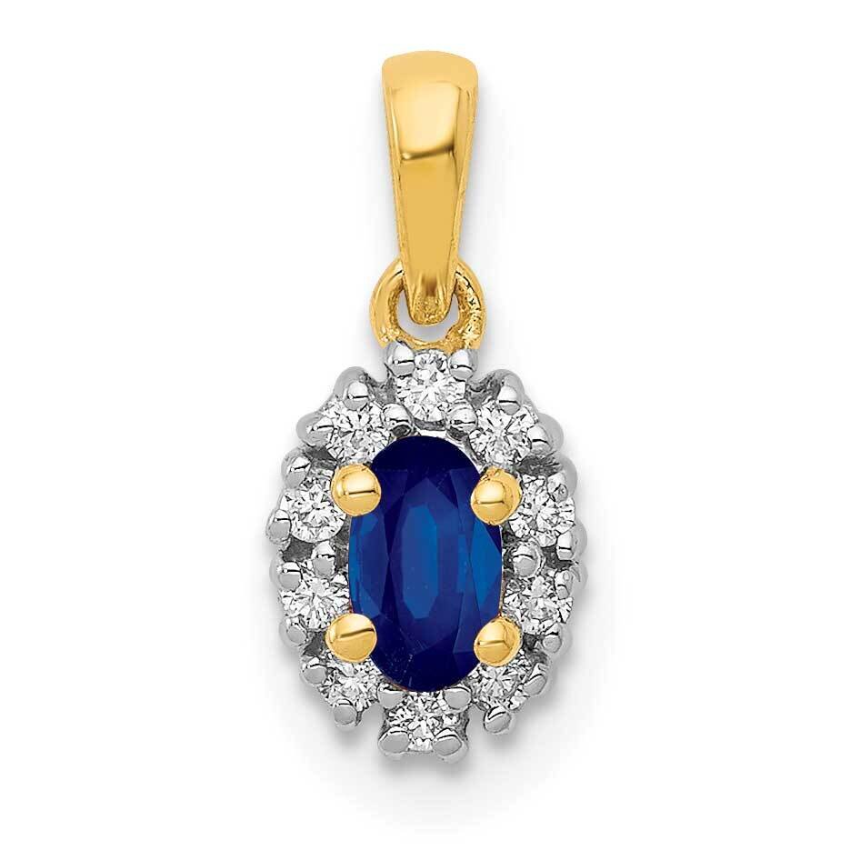 Diamond &amp; .32 Sapphire Oval Halo Pendant 14k Gold Rhodium Plated PM5252-SA-010-YA, MPN: PM5252-SA-0…