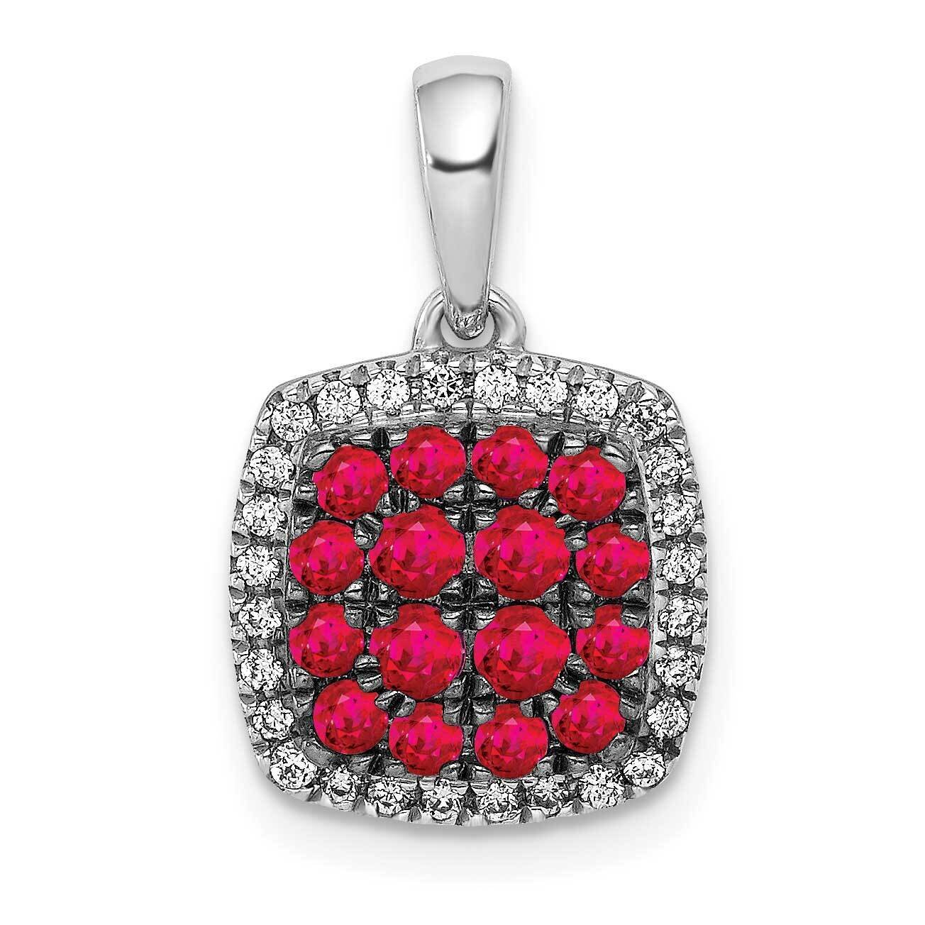 .71 Ruby Square Pendant 14k White Gold Diamond PM5259-RU-013-WA, MPN: PM5259-RU-013-WA, 883957450049