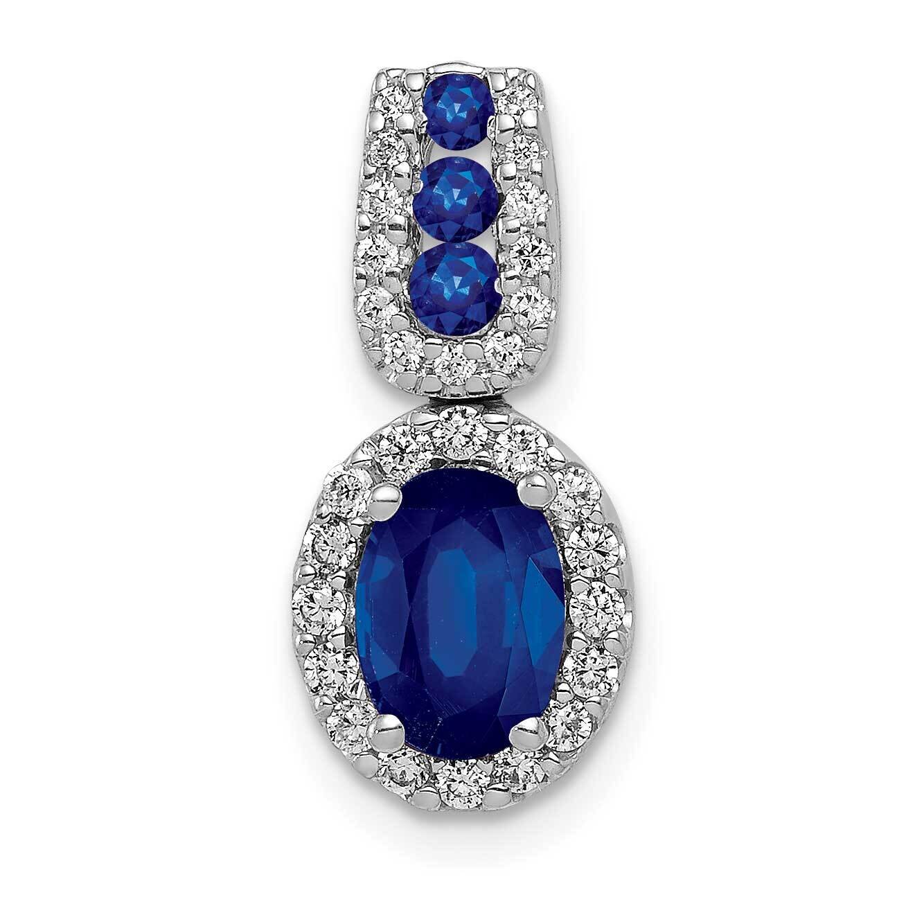Halo Diamond &amp; 1.30 Sapphire Pendant 14k White Gold PM5260-SA-020-WA, MPN: PM5260-SA-020-WA, 883957…