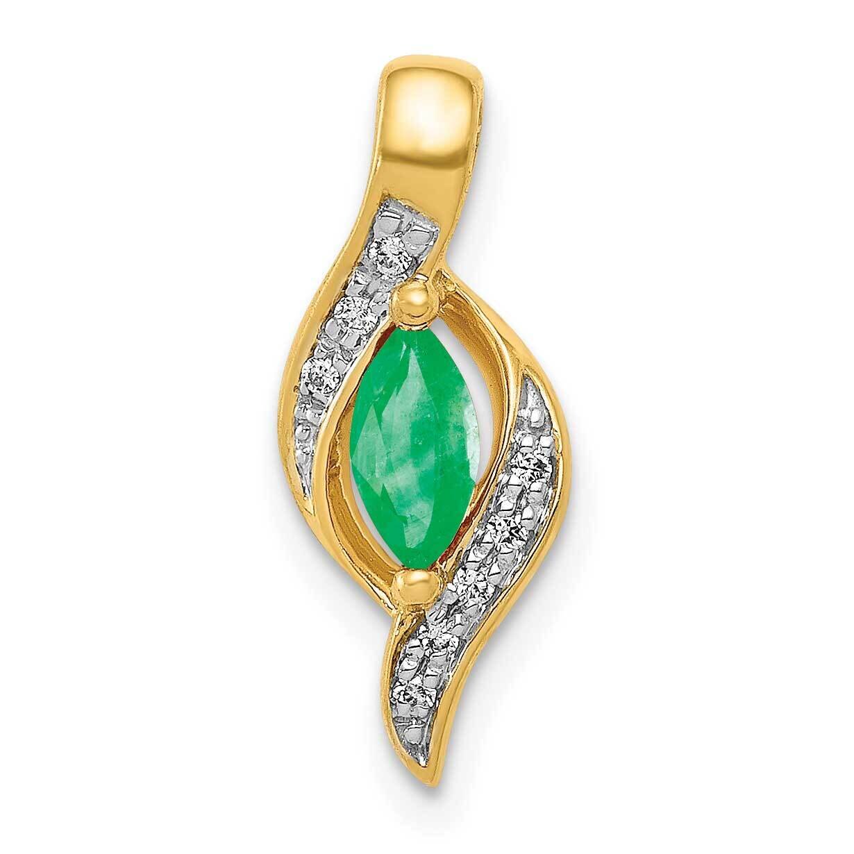 Fancy Diamond &amp; Emerald Pendant 14k Gold PM5265-EM-004-YA, MPN: PM5265-EM-004-YA, 883957383361