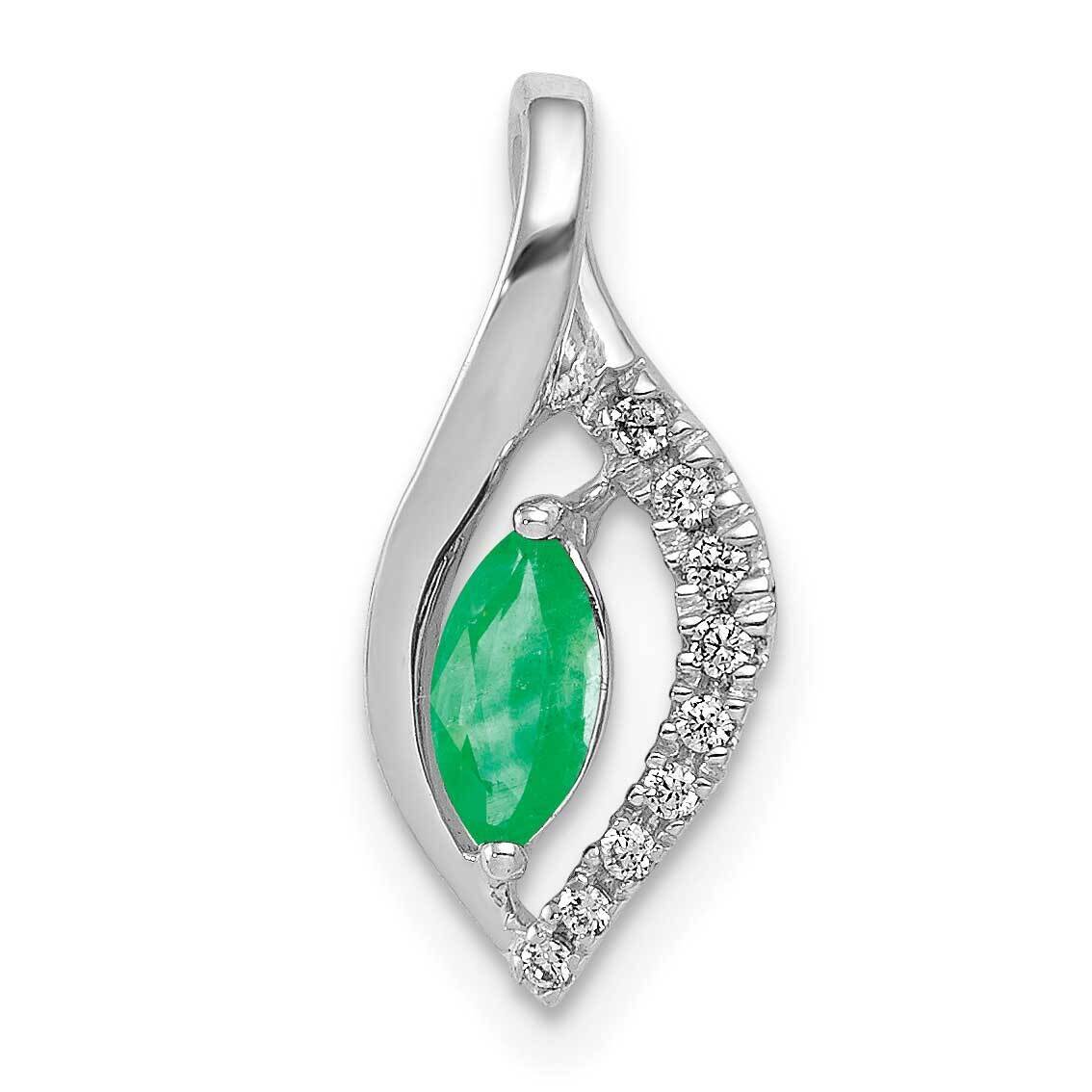 Fancy Diamond & Emerald Pendant 14k White Gold PM5267-EM-005-WA