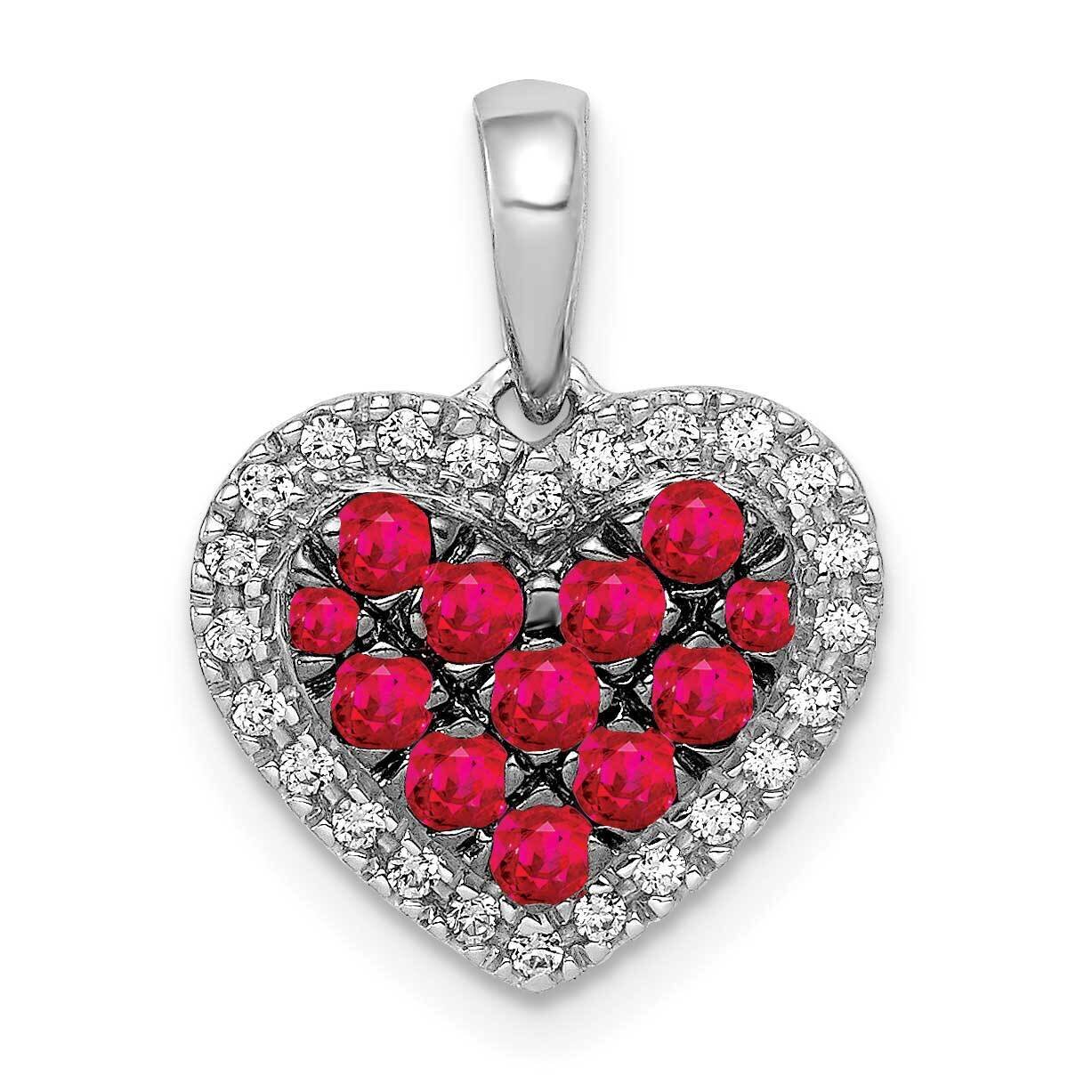 .31 Ruby Heart Pendant 14k White Gold Diamond PM5268-RU-013-WA