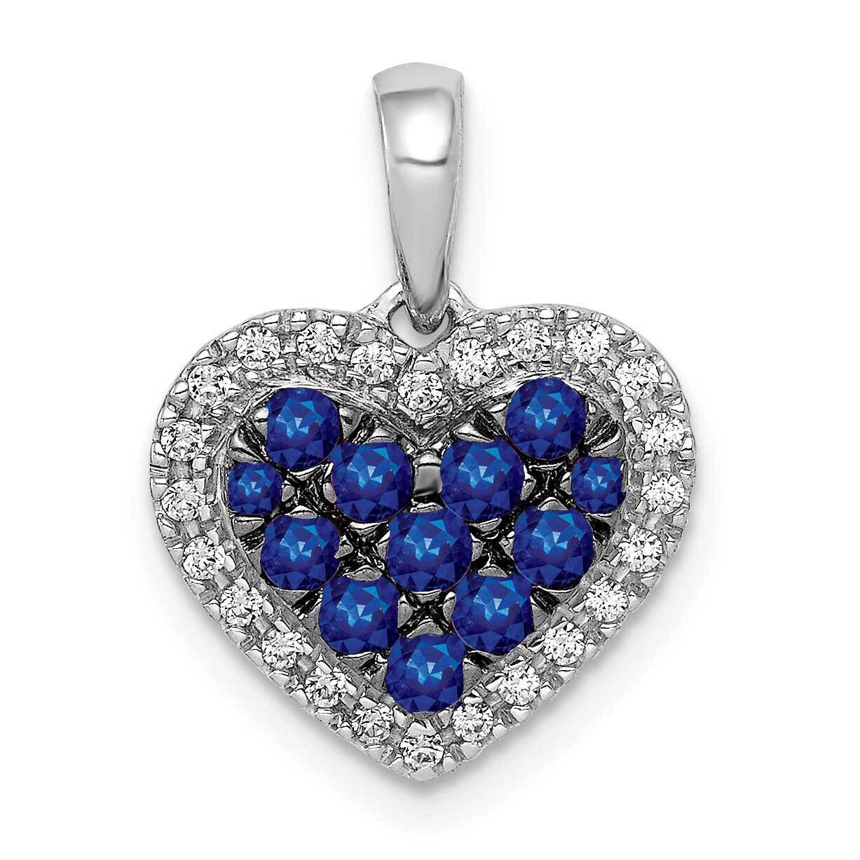 .31 Sapphire Heart Pendant 14k White Gold Diamond PM5268-SA-013-WA