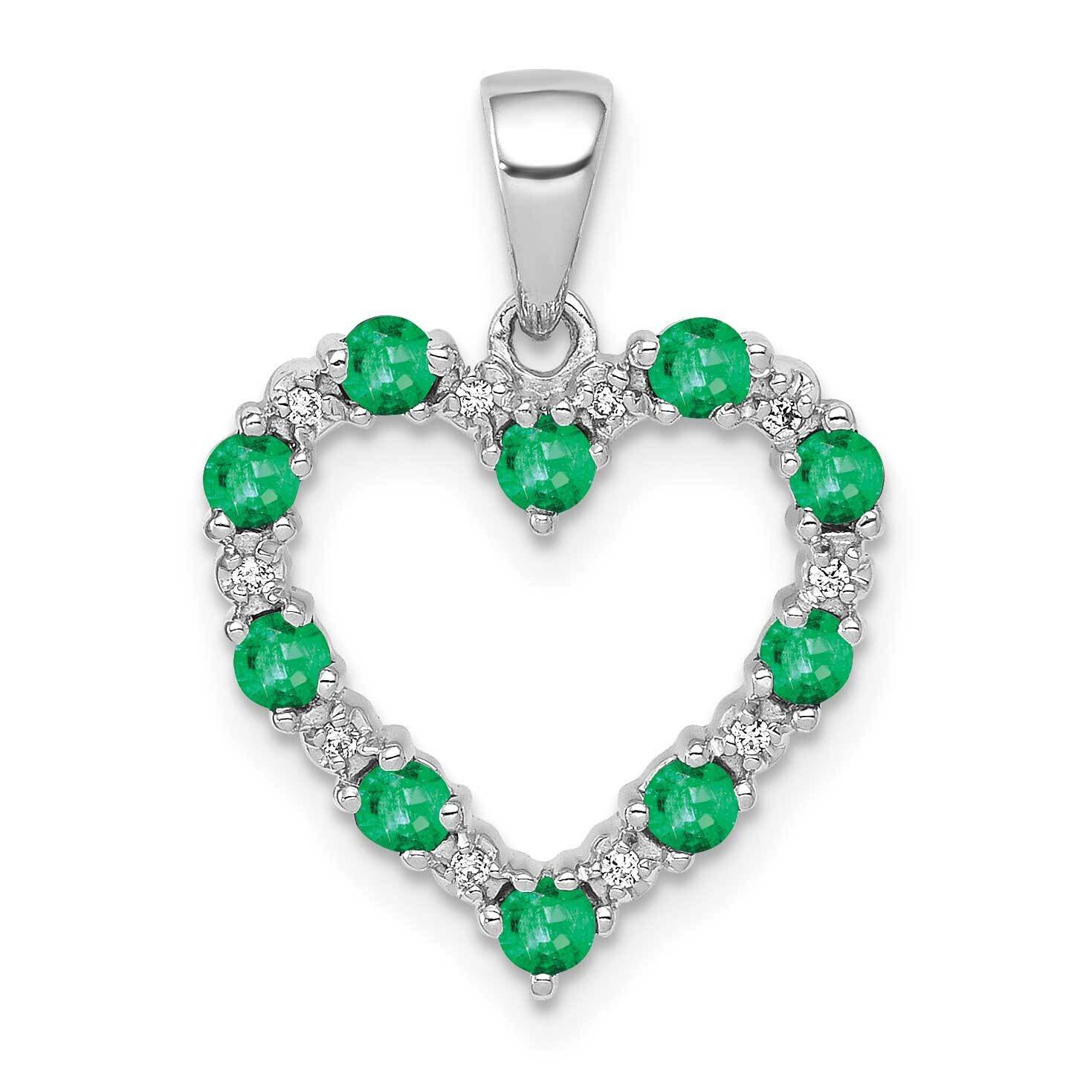Emerald Heart Pendant 14k White Gold Diamond PM5270-EM-003-WA, MPN: PM5270-EM-003-WA, 883957449937