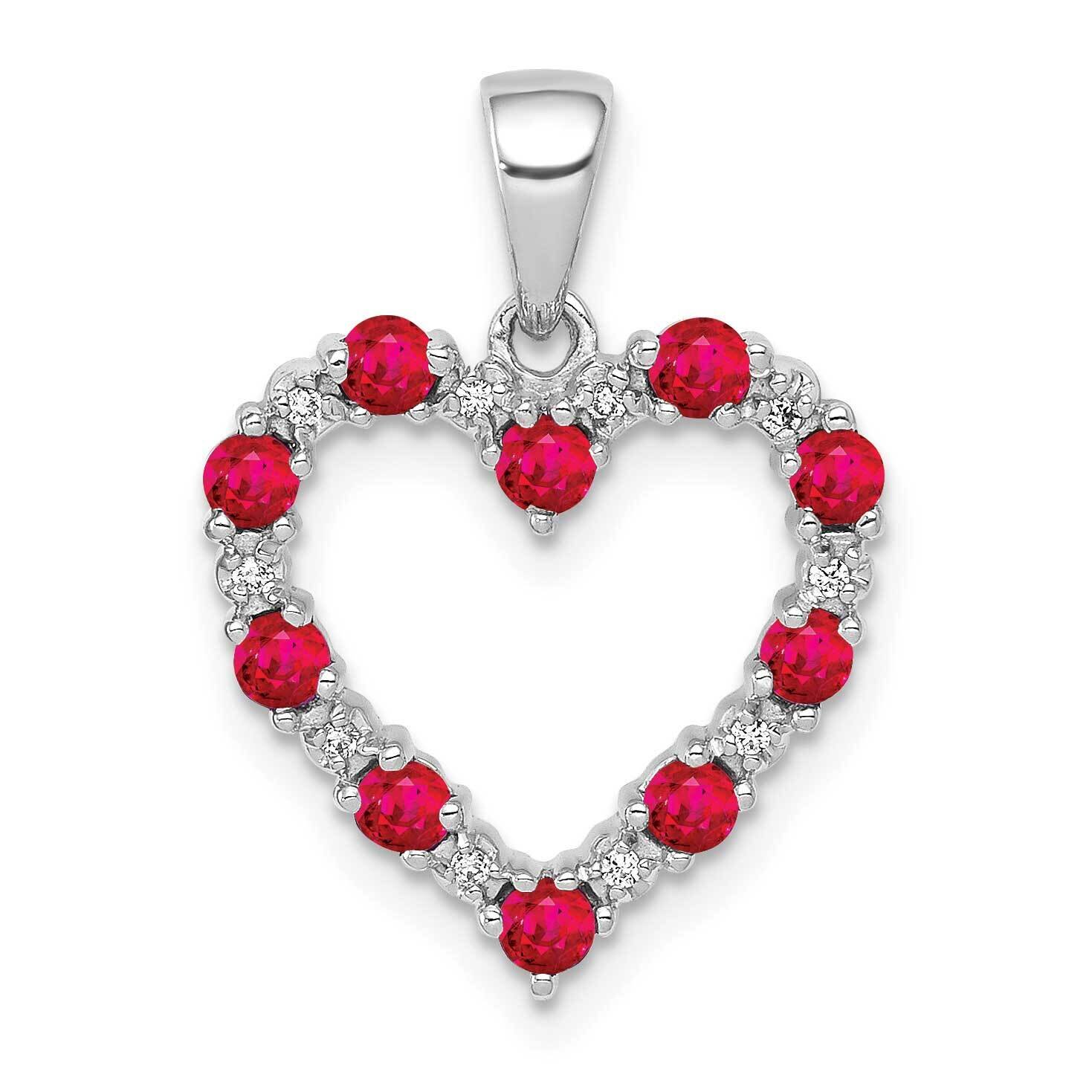.35 Ruby Heart Pendant 14k White Gold Diamond PM5270-RU-003-WA