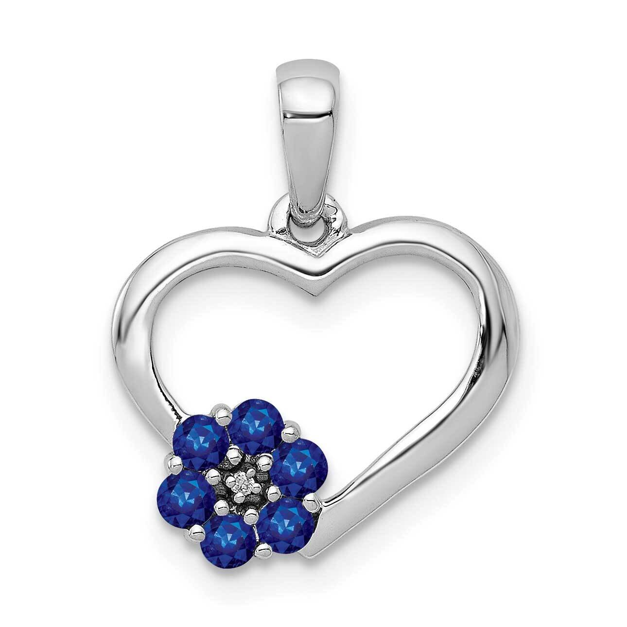 Sapphire Heart Flower Pendant 14k White Gold Diamond PM5271-SA-003-WA, MPN: PM5271-SA-003-WA, 88395…