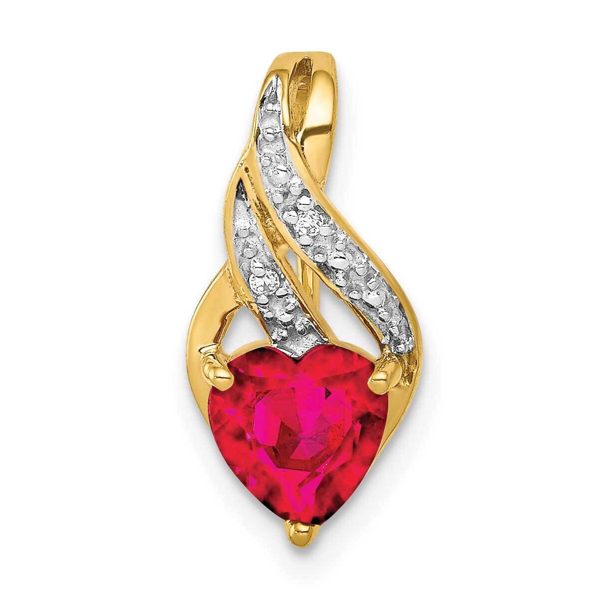 Created Ruby Polished Heart Pendant 14k Gold Diamond PM5277-RU-001-YA, MPN: PM5277-RU-001-YA, 88395…