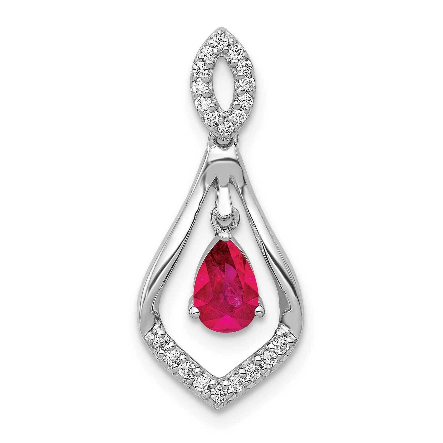 Ruby Teardrop Dangle Pendant 14k White Gold Diamond PM5281-RU-013-WA, MPN: PM5281-RU-013-WA, 883957…