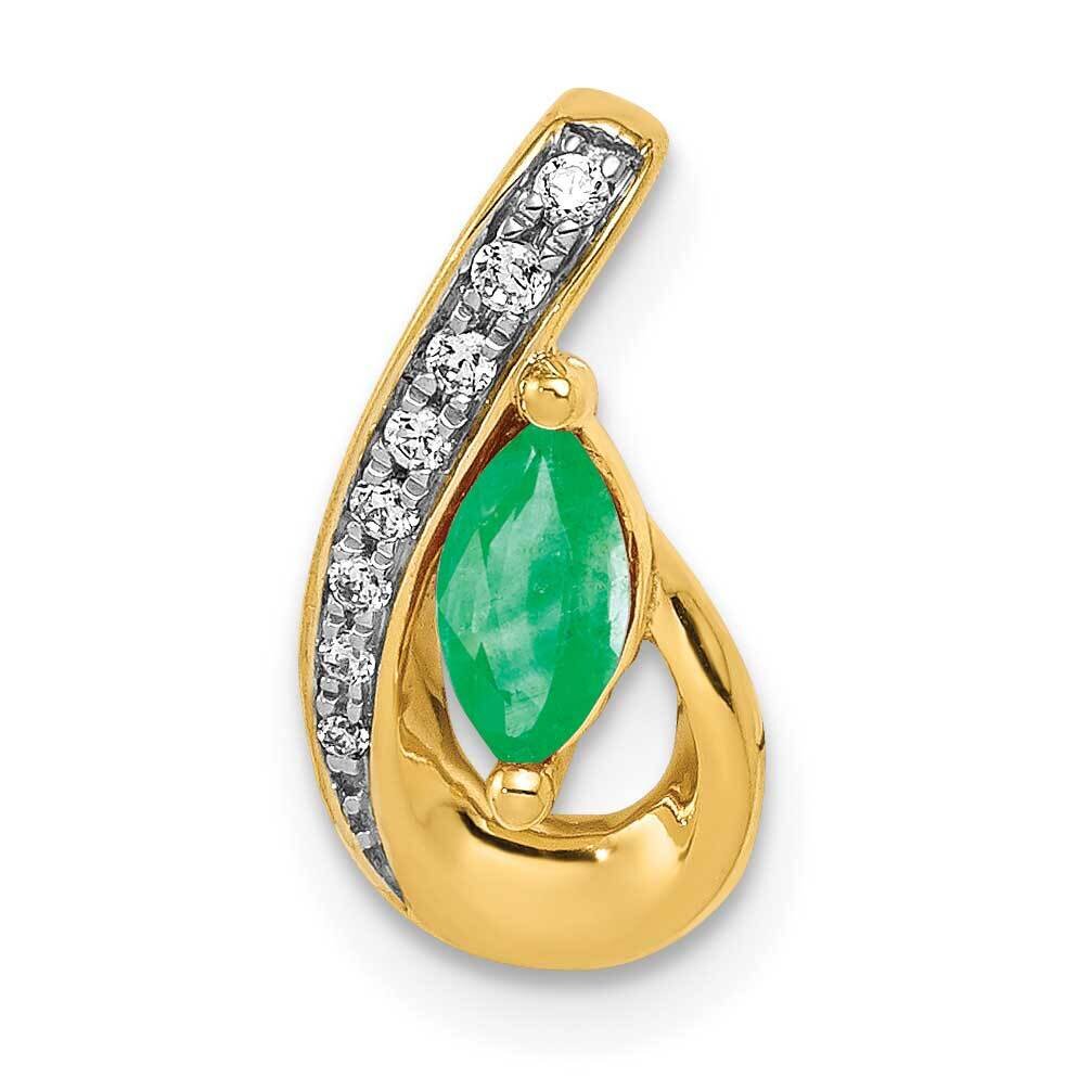 Teardrop Diamond & Emerald Pendant 14k Gold PM5282-EM-005-YA