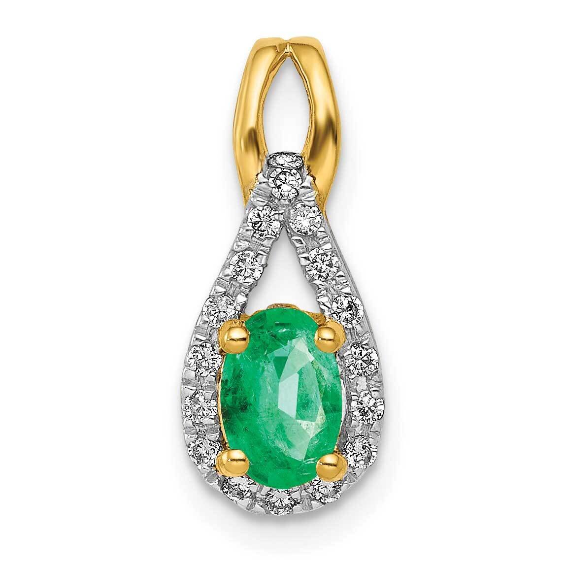 Teardrop Diamond &amp; Oval Emerald Pendant 14k Gold PM5283-EM-010-YA, MPN: PM5283-EM-010-YA, 883957450…