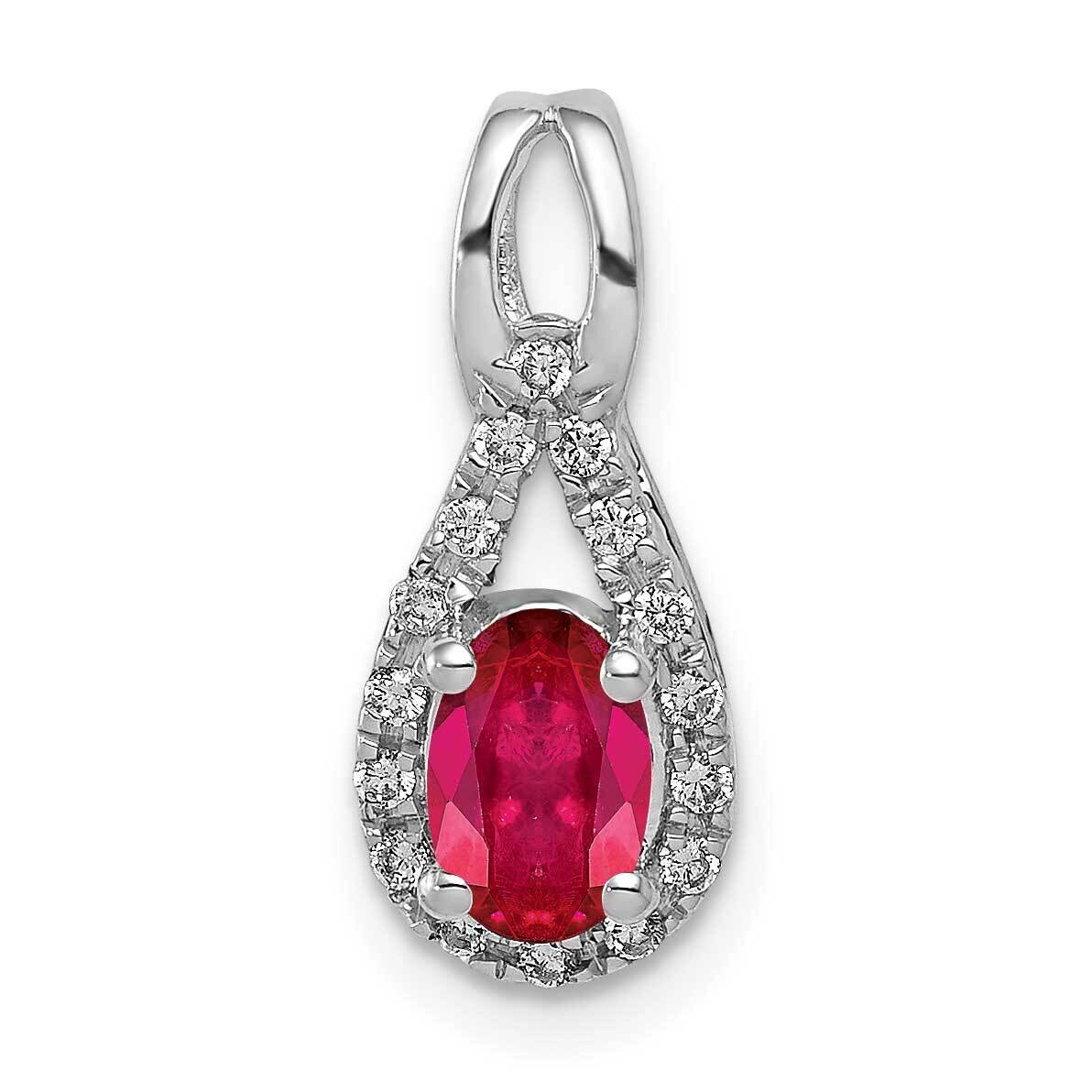 Oval .50 Ruby Pendant 14k White Gold Diamond PM5283-RU-010-WA, MPN: PM5283-RU-010-WA, 883957383248