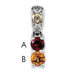 Diamond Mother&#39;s Pendant Sterling Silver &amp; 14k Two-stone Gold QMPD23/2SY, MPN: QMPD23/2SY,