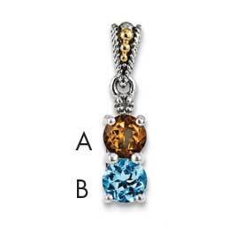 Diamond Mother&#39;s Pendant Sterling Silver &amp; 14k Two-stone Gold QMPD24/2SY, MPN: QMPD24/2SY,