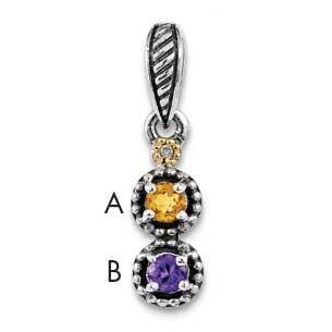 Diamond Mother&#39;s Pendant Sterling Silver &amp; 14k Two-stone Gold QMPD27/2SY, MPN: QMPD27/2SY,