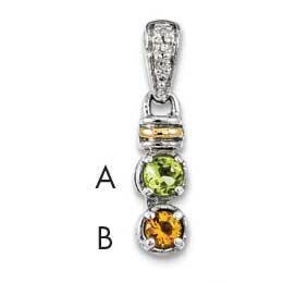 Diamond Mother&#39;s Pendant Sterling Silver &amp; 14k Two-stone Gold QMPD37/2SY, MPN: QMPD37/2SY,