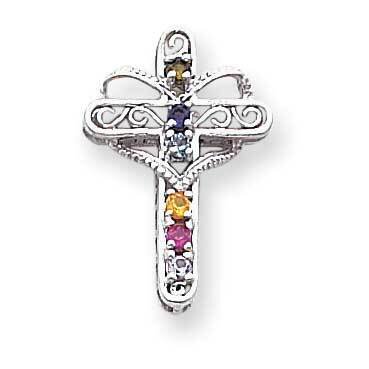 Genuine Mother&#39;s Cross Pendant 14k White Gold XMP6/6GY