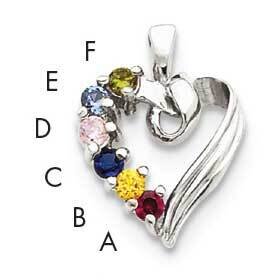 6 Genuine Stone Family Pendant 14k White Gold XMPW52/6GY, MPN: XMPW52/6GY, 883957150741