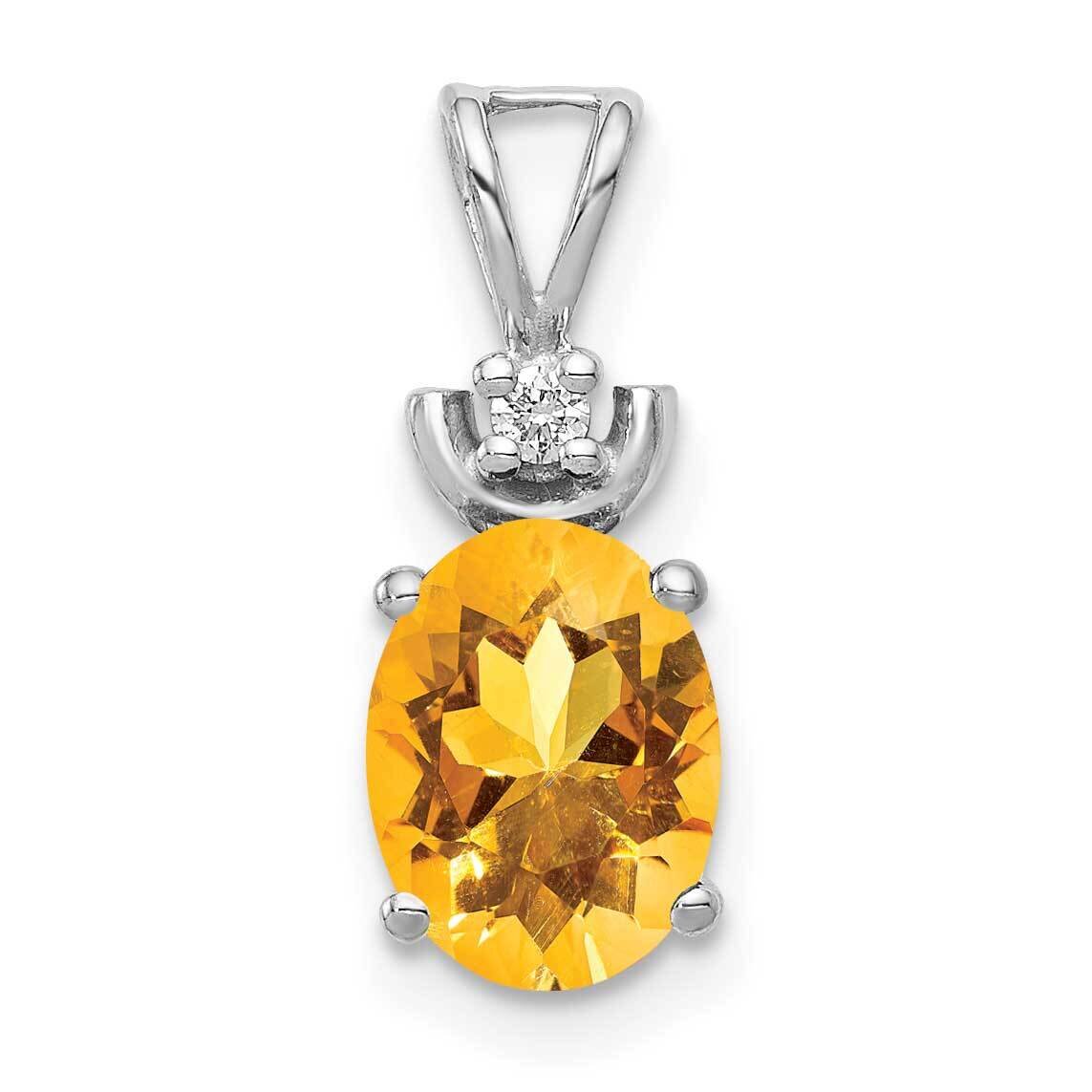 8x6mm Oval Citrine AA Diamond Pendant 14k White Gold XP1658CI/AA, MPN: XP1658CI/AA, 883957171418