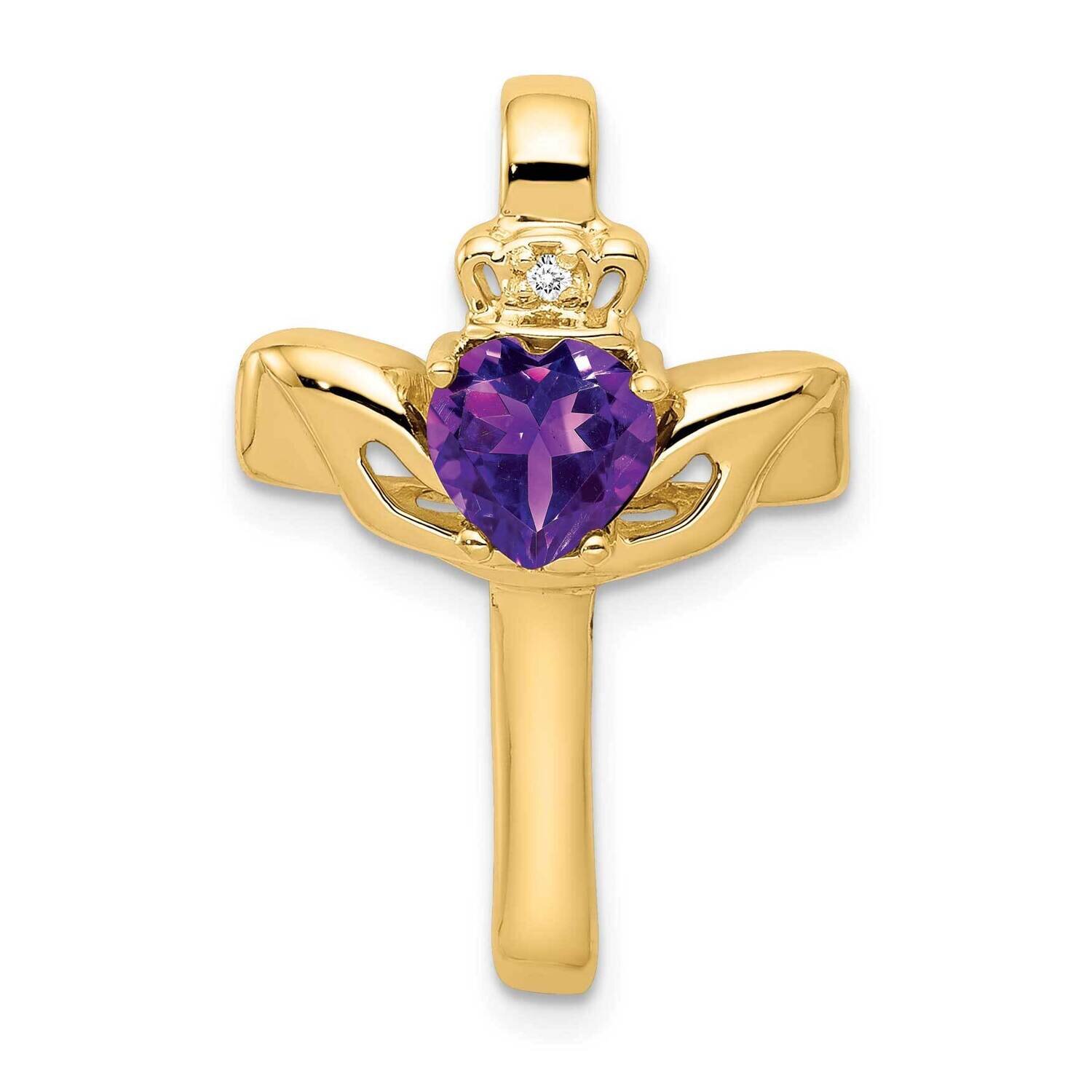6mm Claddagh Amethyst AA Diamond Cross Pendant 14k Gold XP753AM/AA, MPN: XP753AM/AA, 883957169996