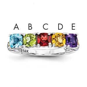Five-stone and Diamond Mother&#39;s Ring Sterling Silver &amp; 14k Gold QMR21/5SY-10, MPN: QMR21/5SY-10,
