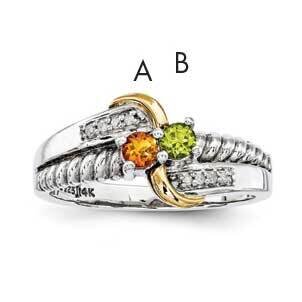 Diamond Mother's Ring Sterling Silver & 14k Two-stone Gold QMR37/2SY-10
