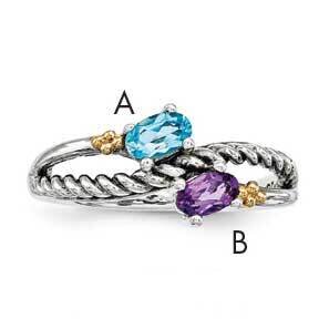 Mother&#39;s Ring Sterling Silver &amp; 14k Two-stone Gold QMR43/2SY-9, MPN: QMR43/2SY-9,
