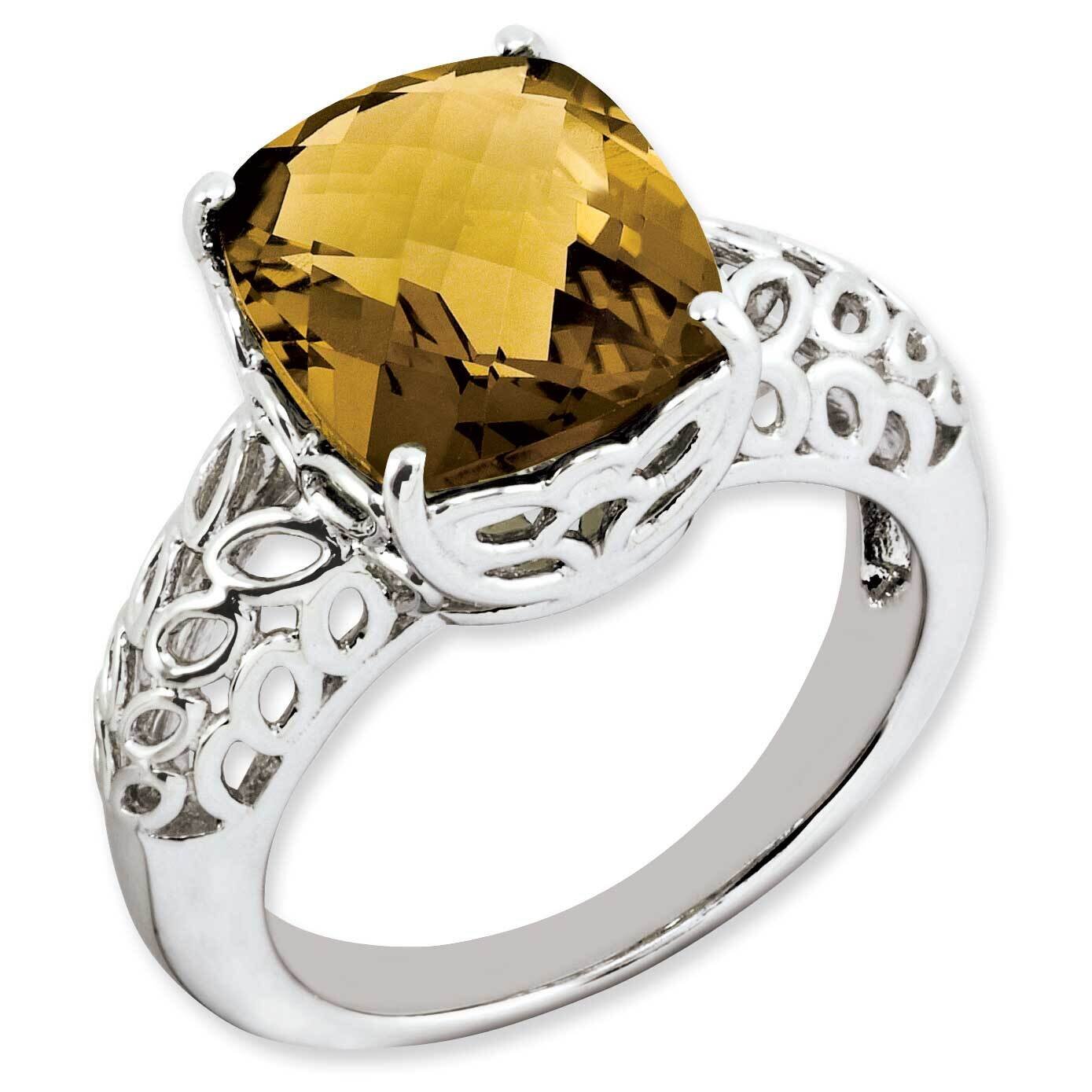 Checker-Cut Whiskey Quartz Ring Sterling Silver Rhodium-plated QR3177WQ-7, MPN: QR3177WQ-7, 8839574…