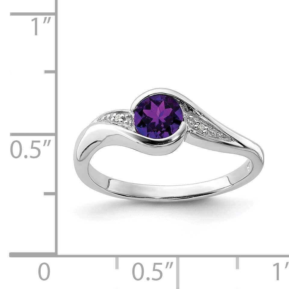 Plated Diamond and Amethyst Round Ring Sterling Silver Rhodium-plated QR4635AM-6, MPN: QR4635AM-6, …