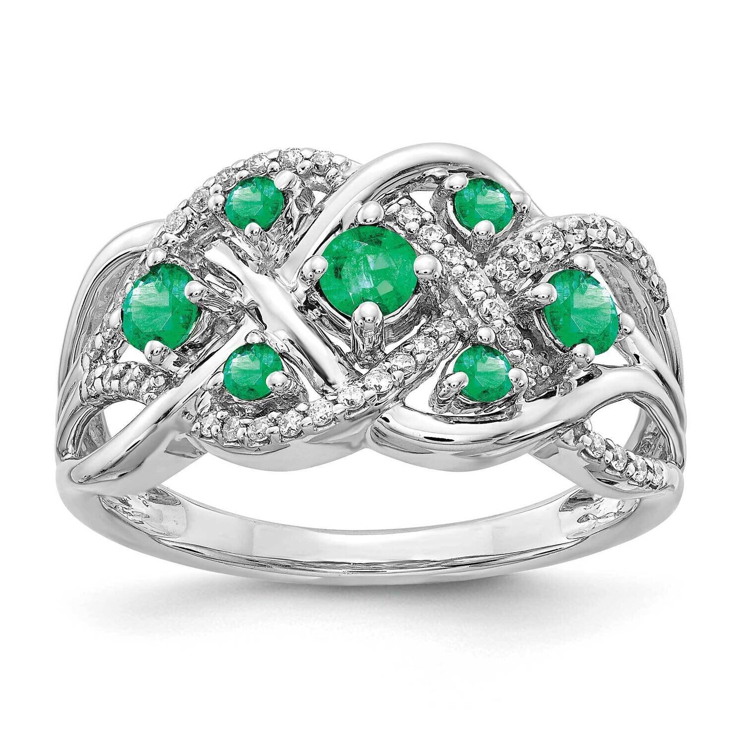 Emerald Fancy Ring 14k White Gold Diamond RM3841-EM-018-WA, MPN: RM3841-EM-018-WA, 883957521299