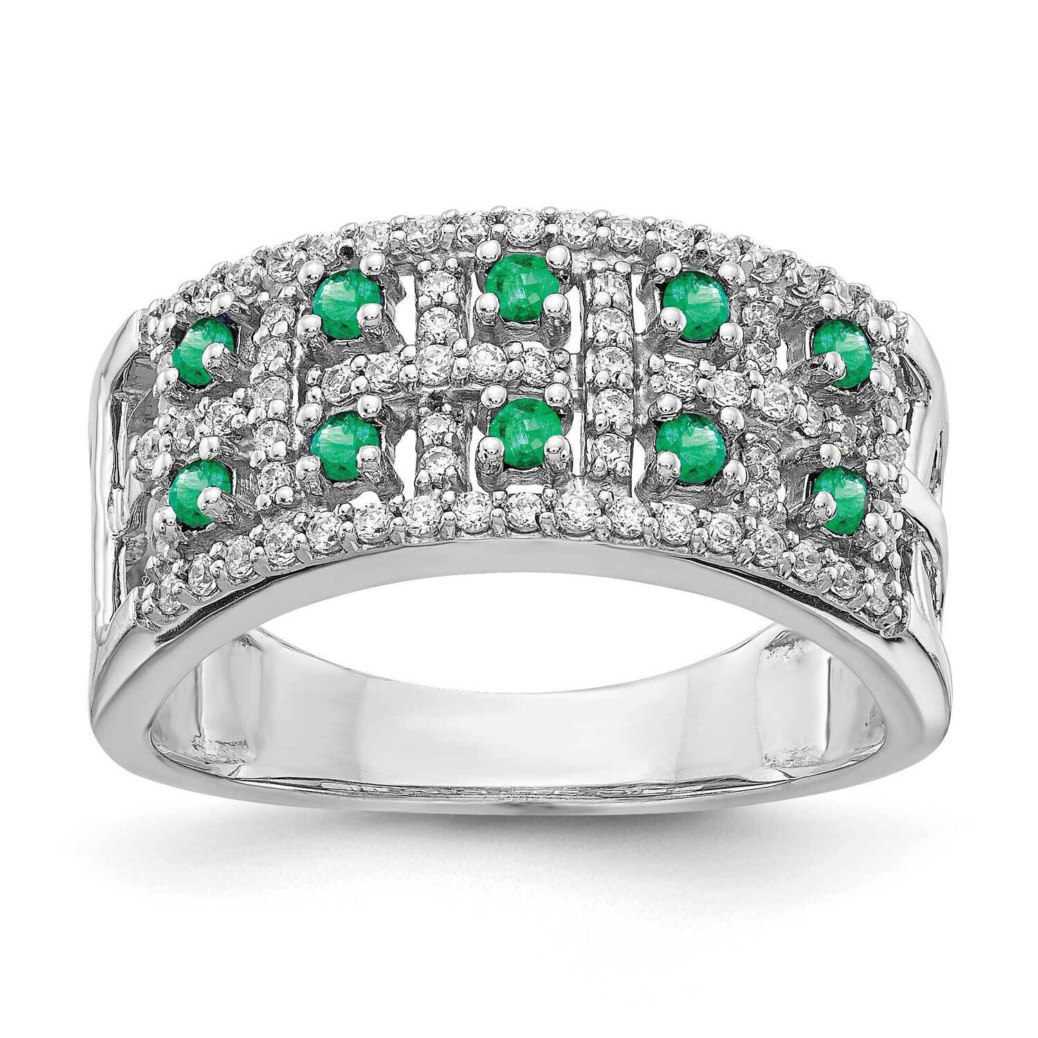 Emerald Fancy Ring 14k White Gold Diamond RM3842-EM-035-WA