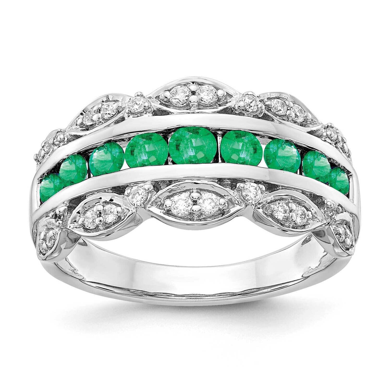 Emerald Fancy Ring 14k White Gold Diamond RM3846-EM-020-WA