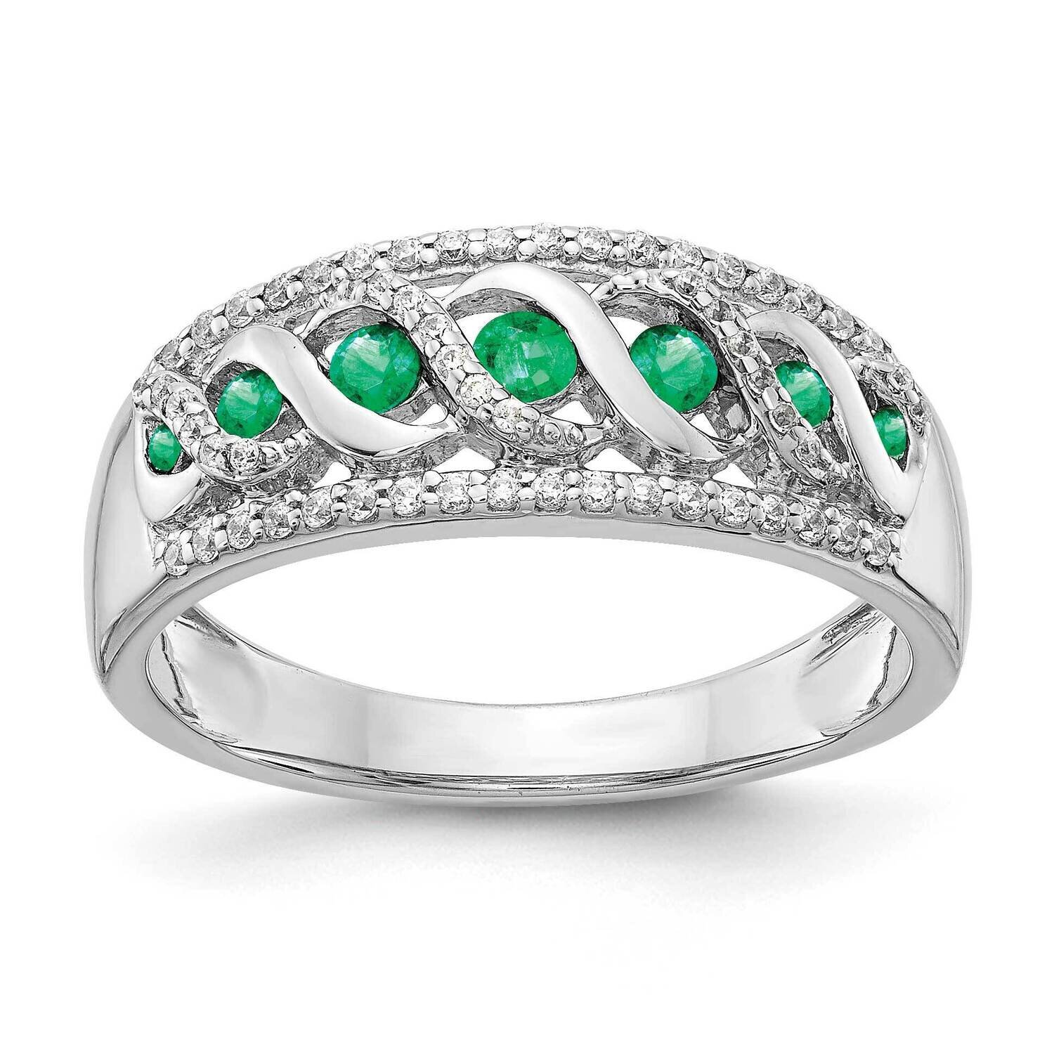 Emerald Fancy Ring 14k White Gold Diamond RM3848-EM-020-WA
