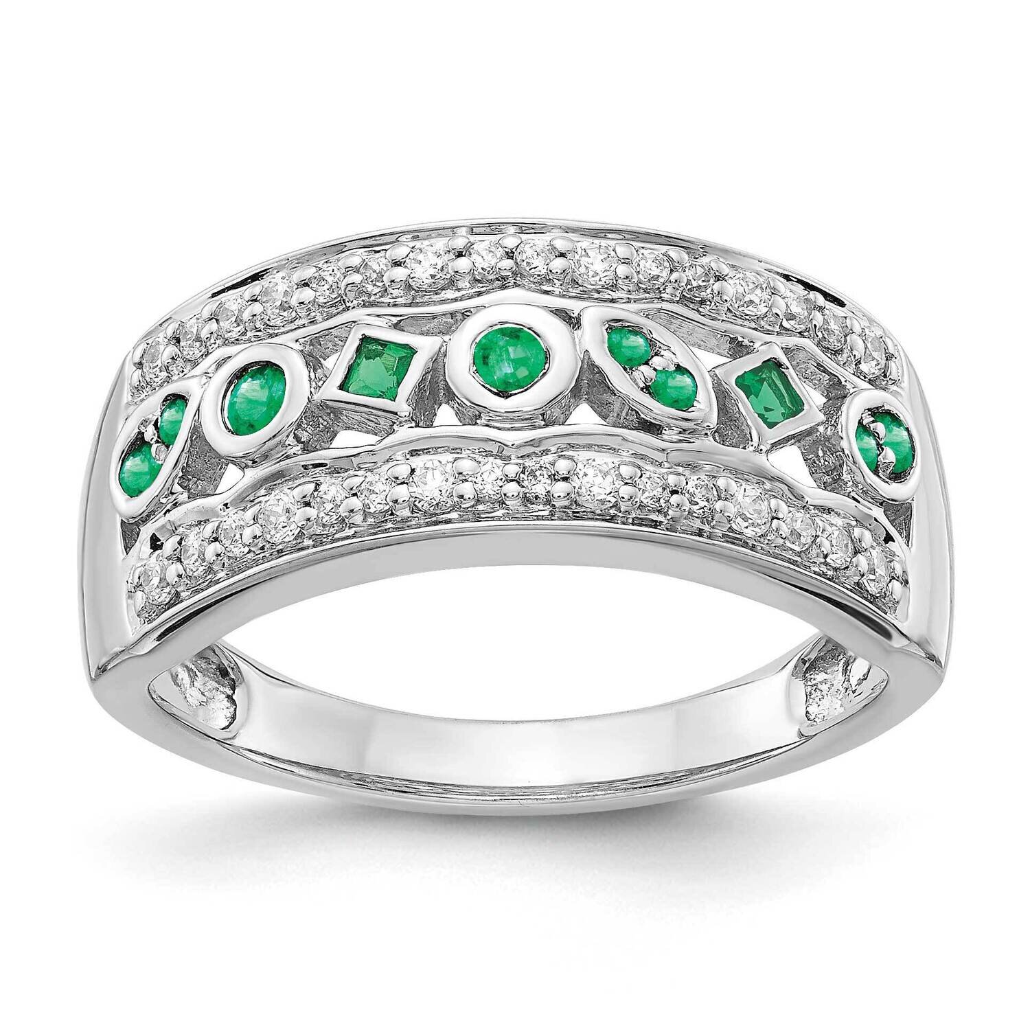 Emerald Fancy Ring 14k White Gold Diamond RM3852-EM-025-WA