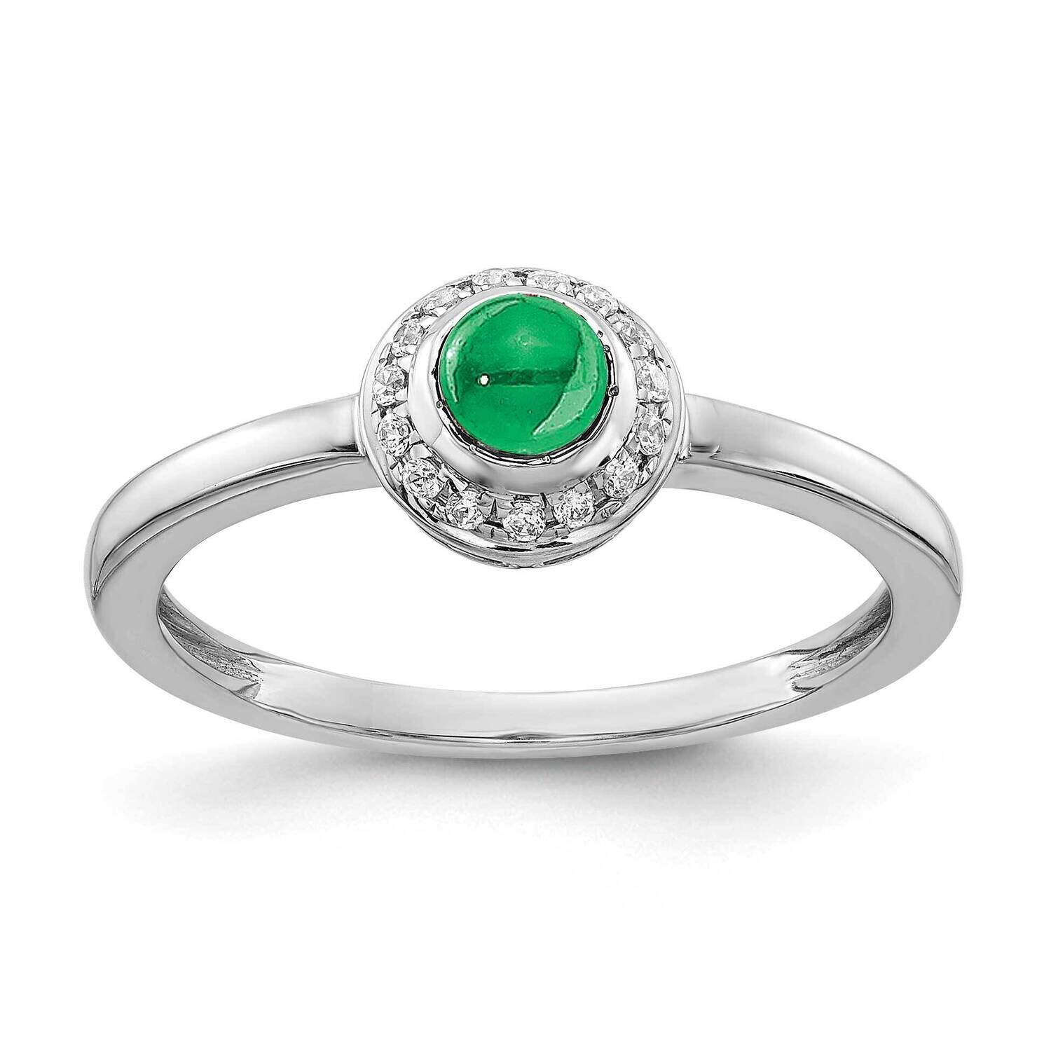 Cabochon Emerald Ring 14k White Gold Diamond RM4030-EM-025-WA, MPN: RM4030-EM-025-WA, 883957214917