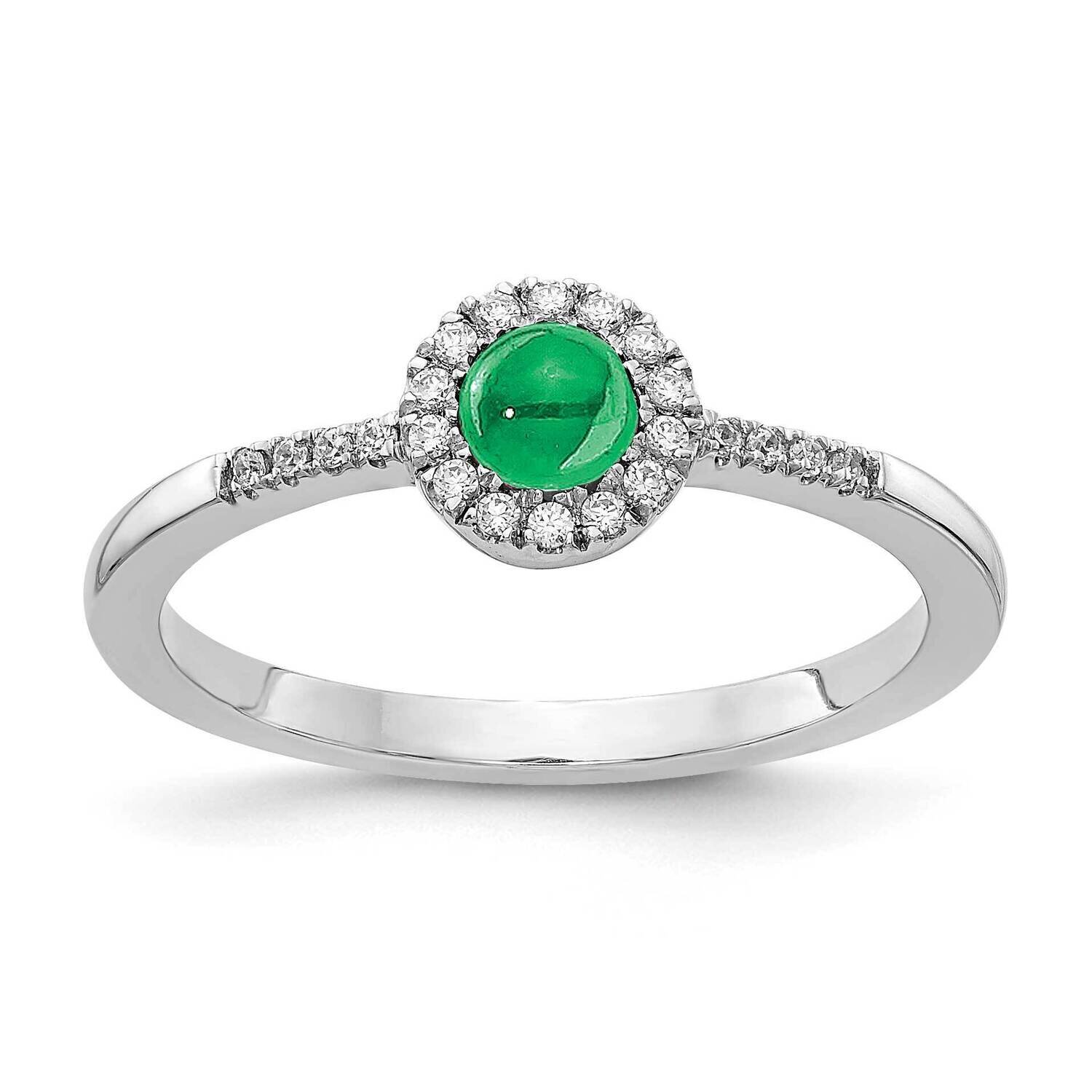 Cabochon Emerald Ring 14k White Gold Diamond RM4031-EM-025-WA, MPN: RM4031-EM-025-WA, 883957550671