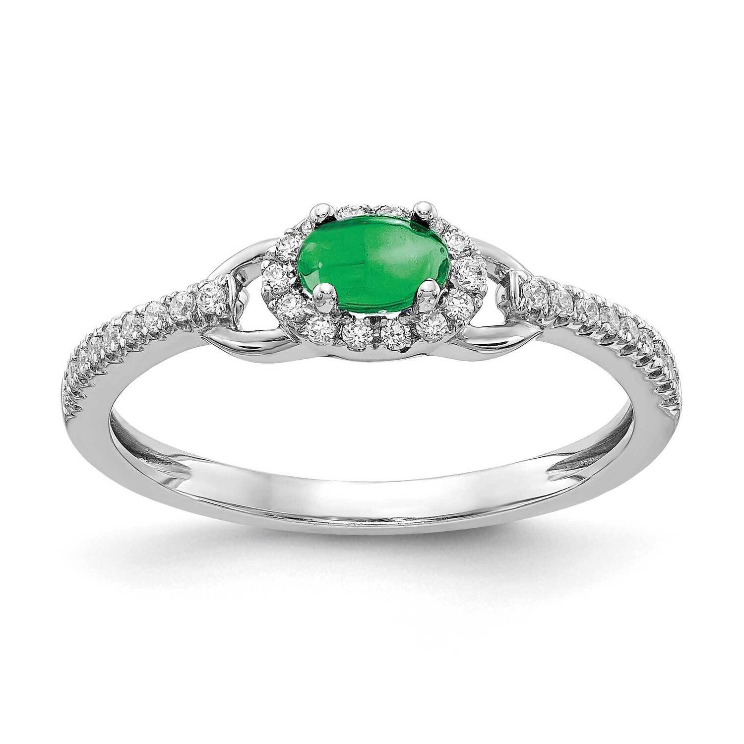 Cabochon Emerald Ring 14k White Gold Diamond RM4034-EM-025-WA, MPN: RM4034-EM-025-WA, 883957551227