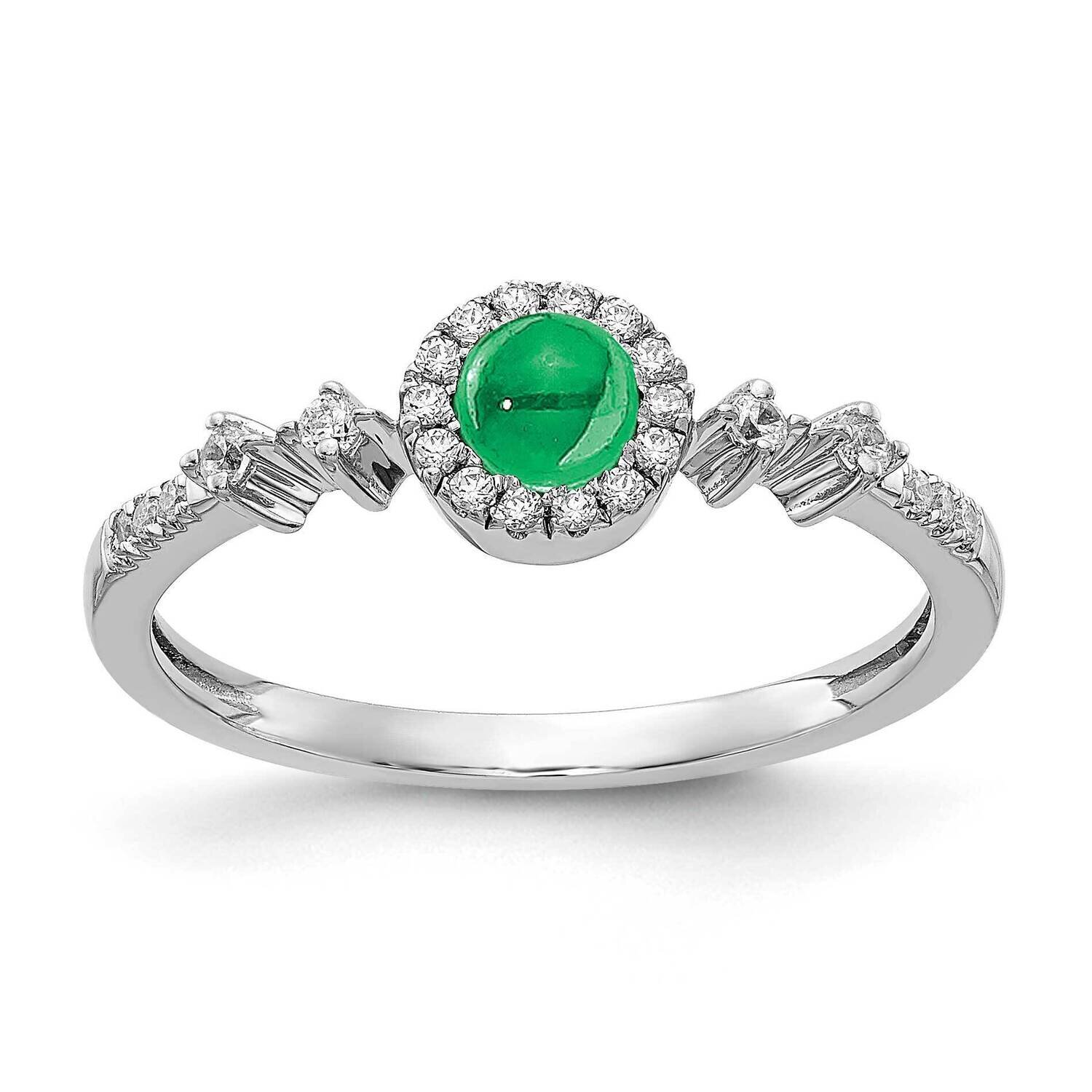 Cabochon Emerald Ring 14k White Gold Diamond RM4037-EM-025-WA, MPN: RM4037-EM-025-WA, 883957552286