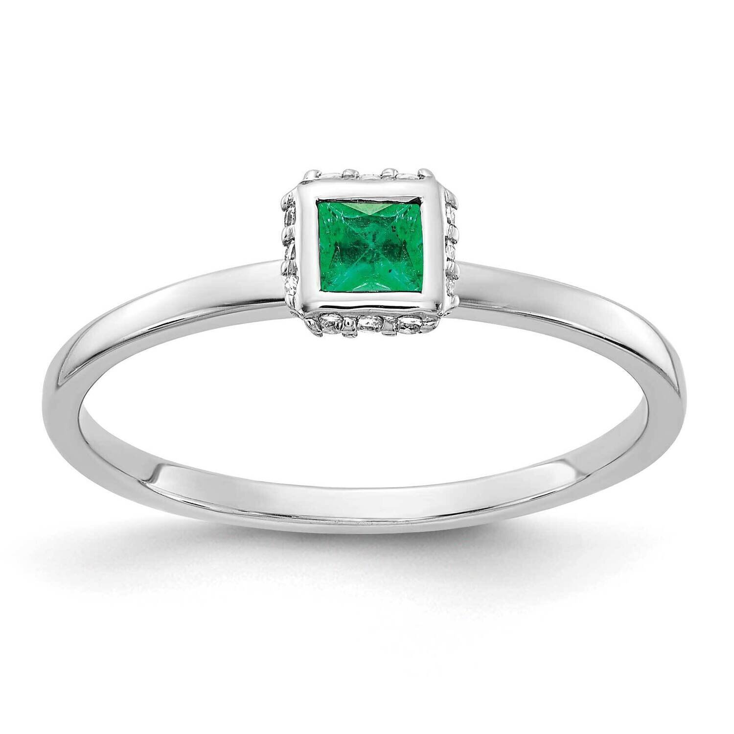Emerald Ring 14k White Gold Diamond RM4326-EM-006-WA